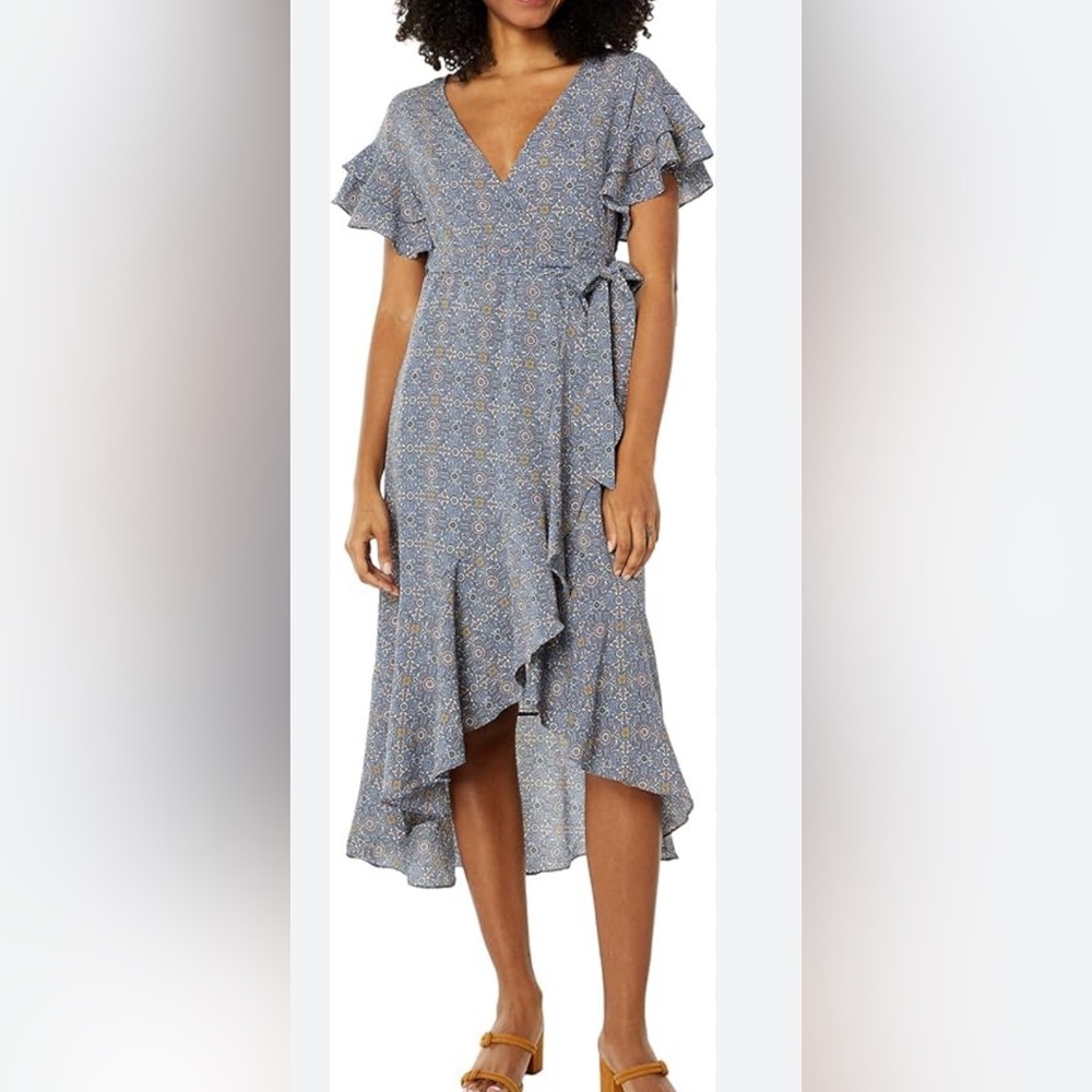 MAX STUDIOS Gray Asymmetrical Ruffled Sundress SIZE M